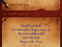 Tablet Screenshot of frontporchgrillcanyonlaketx.weebly.com